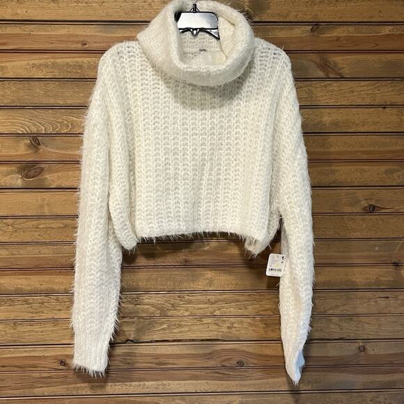 Free People Wool Blend Cropped Sweater Size XL Pullover Boho Soft Feminine - Picture 1 of 15
